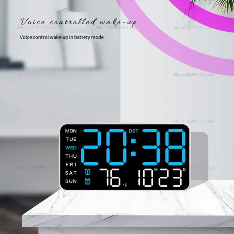 ساعة حائط رقمية ذكية عملاقة مع شاشة تعمل باللمس تعرض الوقت وتاريخ درجة الحرارة وديكور المكاتب المنزلية الحديثة موديل 2025 #5