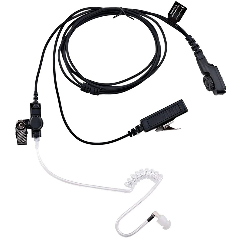 PD782 Acoustic Tube Earpiece Headset Compatible With For Hytera PT580 PD702 PD780 Radio PU Material Black