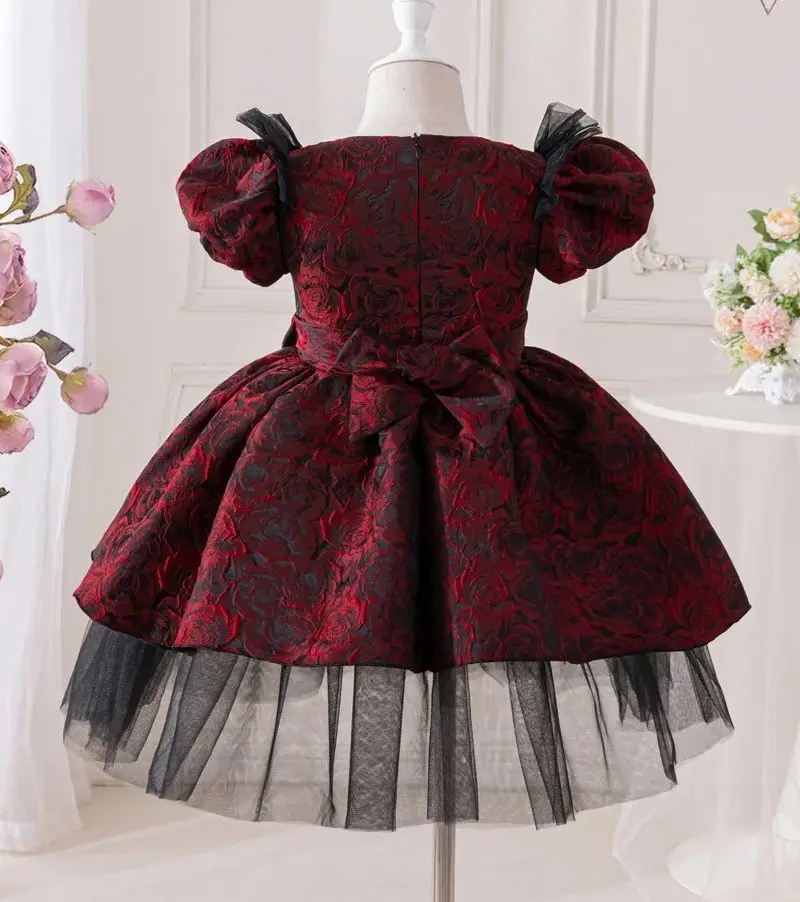 3-10Y Girls Party Dress for Holiday Kids Birthday Dresses Vintage Child Princess Ball Gown Girls Flower Wear