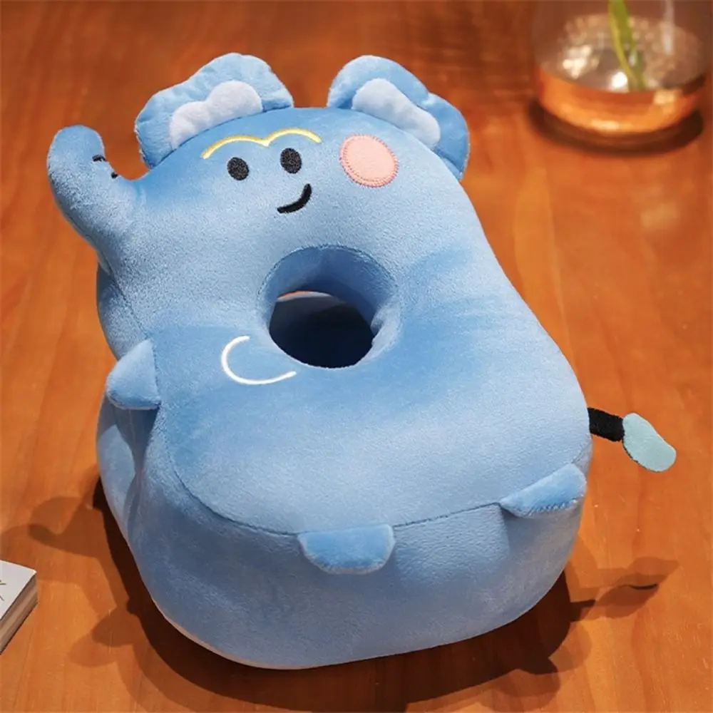 Almohada calentadora de manos de doble cara, almohada de felpa y seda helada, dinosaurio súper suave para siesta en la oficina, elefante, almohada para mantener el calor, juguete de peluche