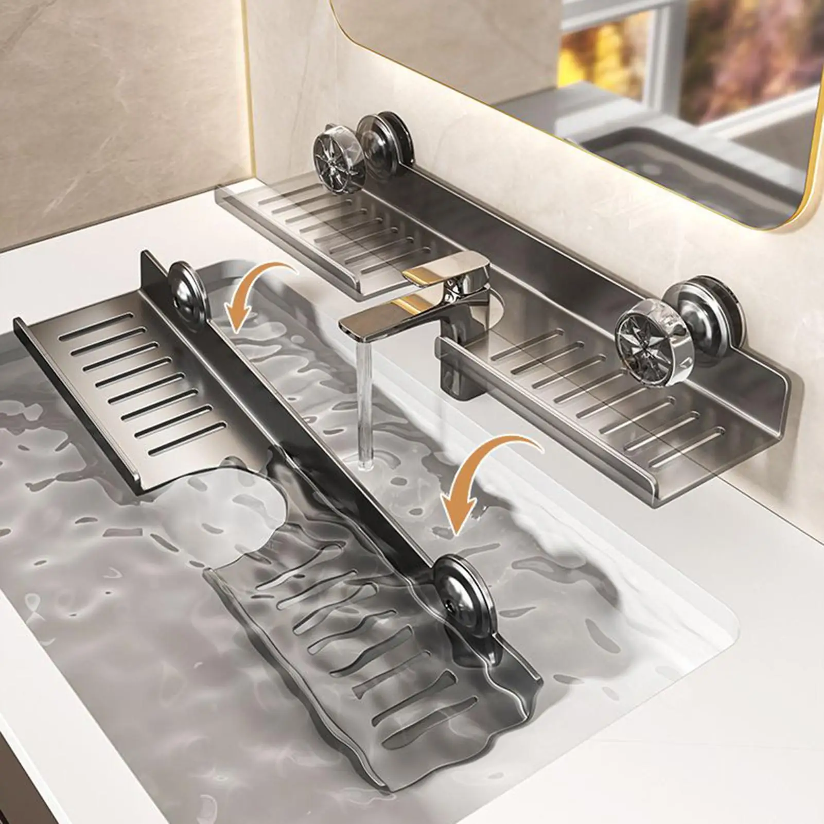 

Suction Cup Rack For Kitchen Suction Cup Dish Brush Holder Carbon Steel Space-Saving No Drill Wall Drainage Tray For Utensil