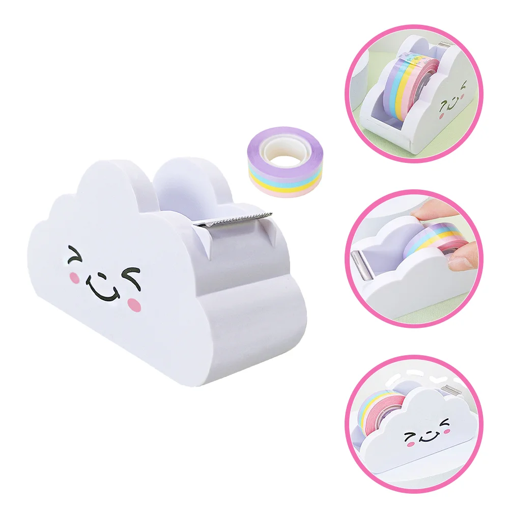 dispensador de fita washi arco iris suporte de rolo de papel mesa bonito desktop escritorio nuvem corte mascaramento adesivo dos desenhos animados suprimentos maquina 01