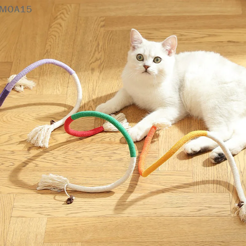 Cat String Toy Interactive Cat Scratcher Cotton Rope Toy resistente al morso masticare dentizione giocattolo per gatti Pet Teaser Wand String Rope