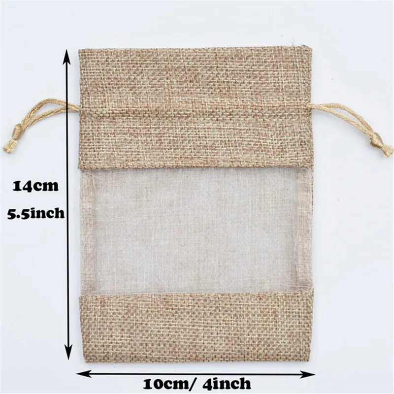 5pcs/Lot Organza Jute Bags Burlap Drawstring Bag Wedding Party Favors Gift Bags For Coffee Beans Candy Makeup Jewelry Packaging