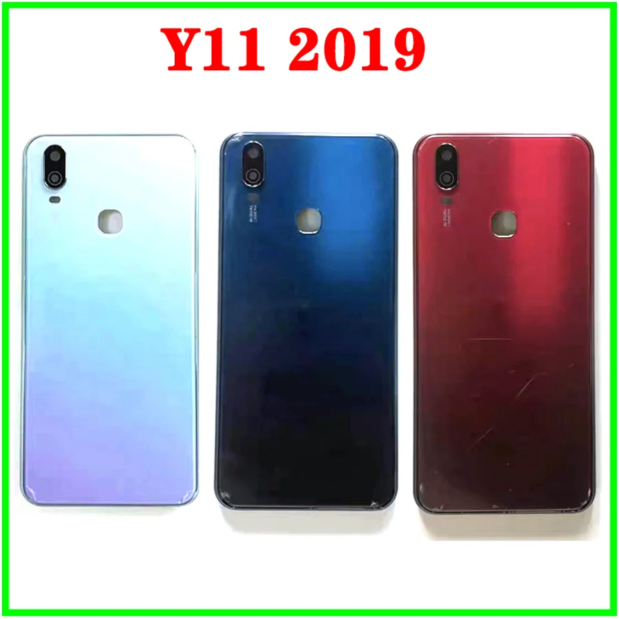 Middle Frame Bezel For Vivo Y11 (2019) Back Battery Cover Door Housing Case Rear Glass with Main Camera Glass Out Button