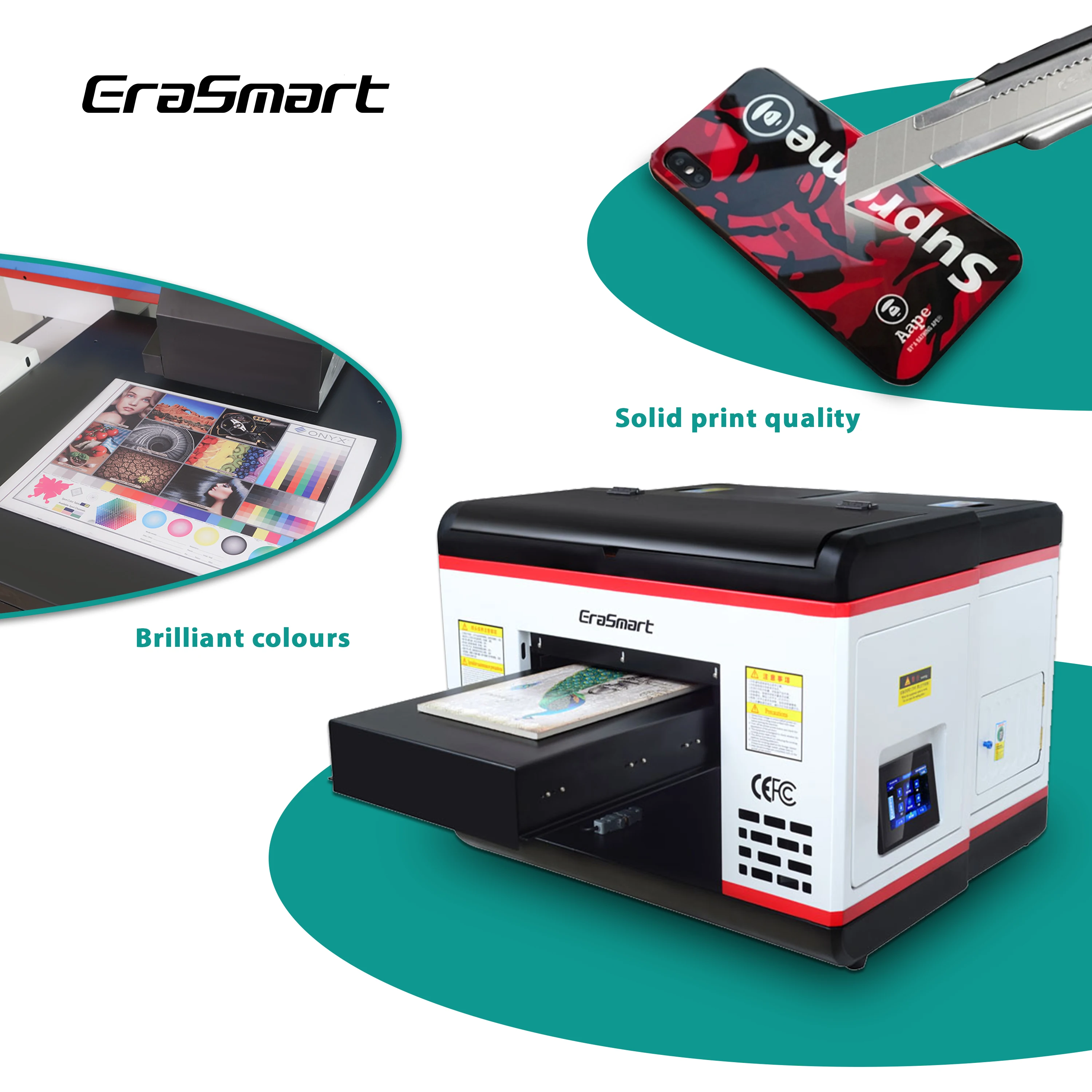 EraSmart A3 Desktop Flatbed UV พิมพ์สำหรับโทรศัพท์กรณี