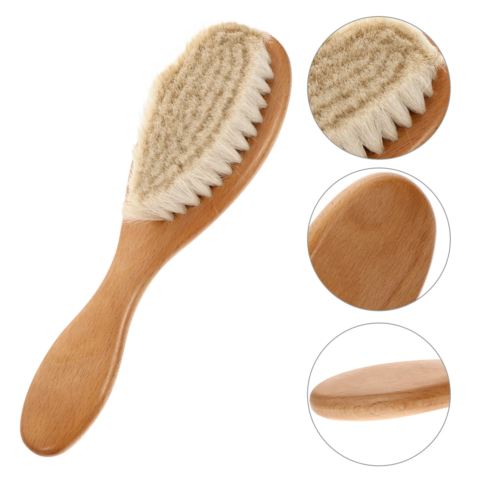 

Hair Brush Natural Wood Soft Wool Bristles Scalp Massage Hair Comb Lightweight Portable Comfortable