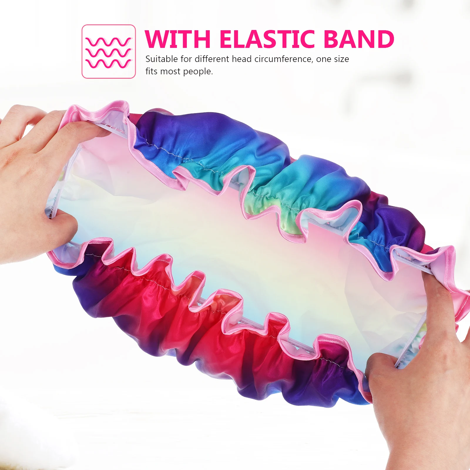 

Durable Waterproof Shower Cap Rainbow Color for Women Men Elastic Comfortable Reusable Hair Cover Shower Cap Hair Cover