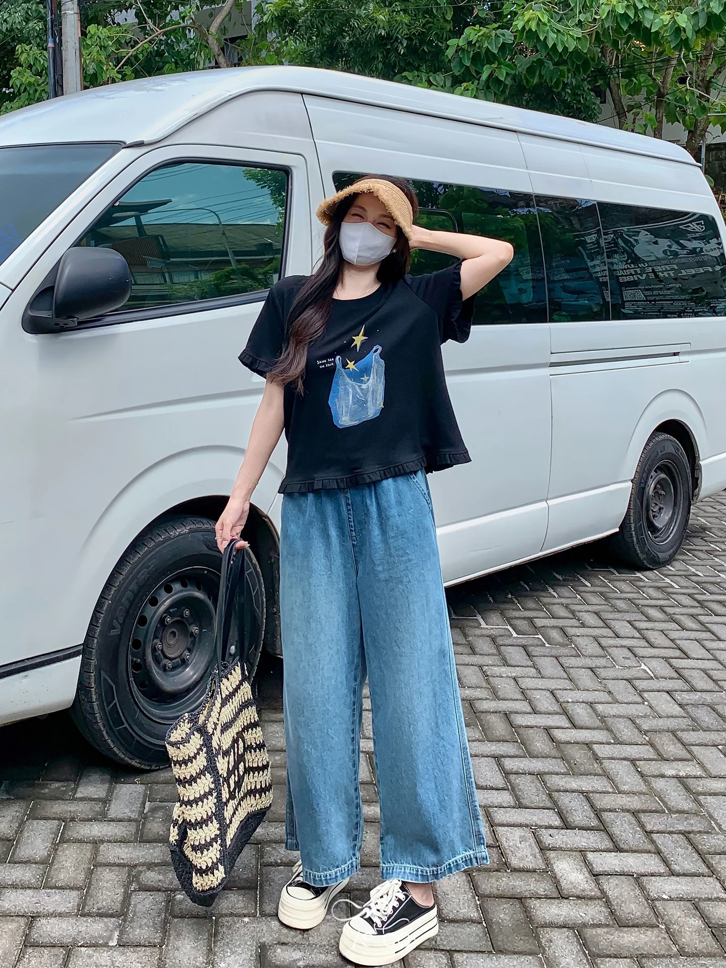 Maxisi プラスサイズの女性のルーズフィットハイウエストコットンジーンズワイドレッグナインピースカジュアルパンツ夏痩身ストレートレッグパンツ