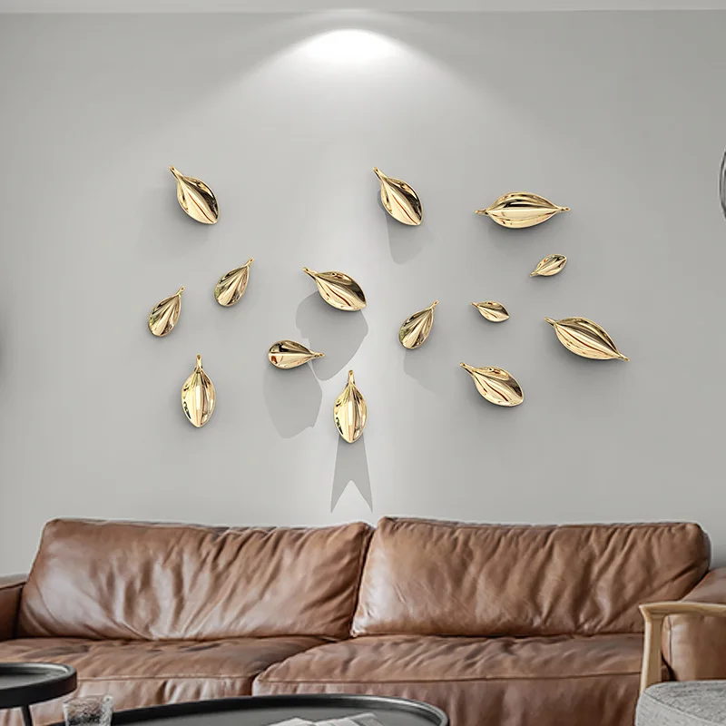 Modern Sofa Background Wall Decoration Restaurant Entrance Art Resin Wall Decoration Pendant Model Room Leaf Wall Decoration