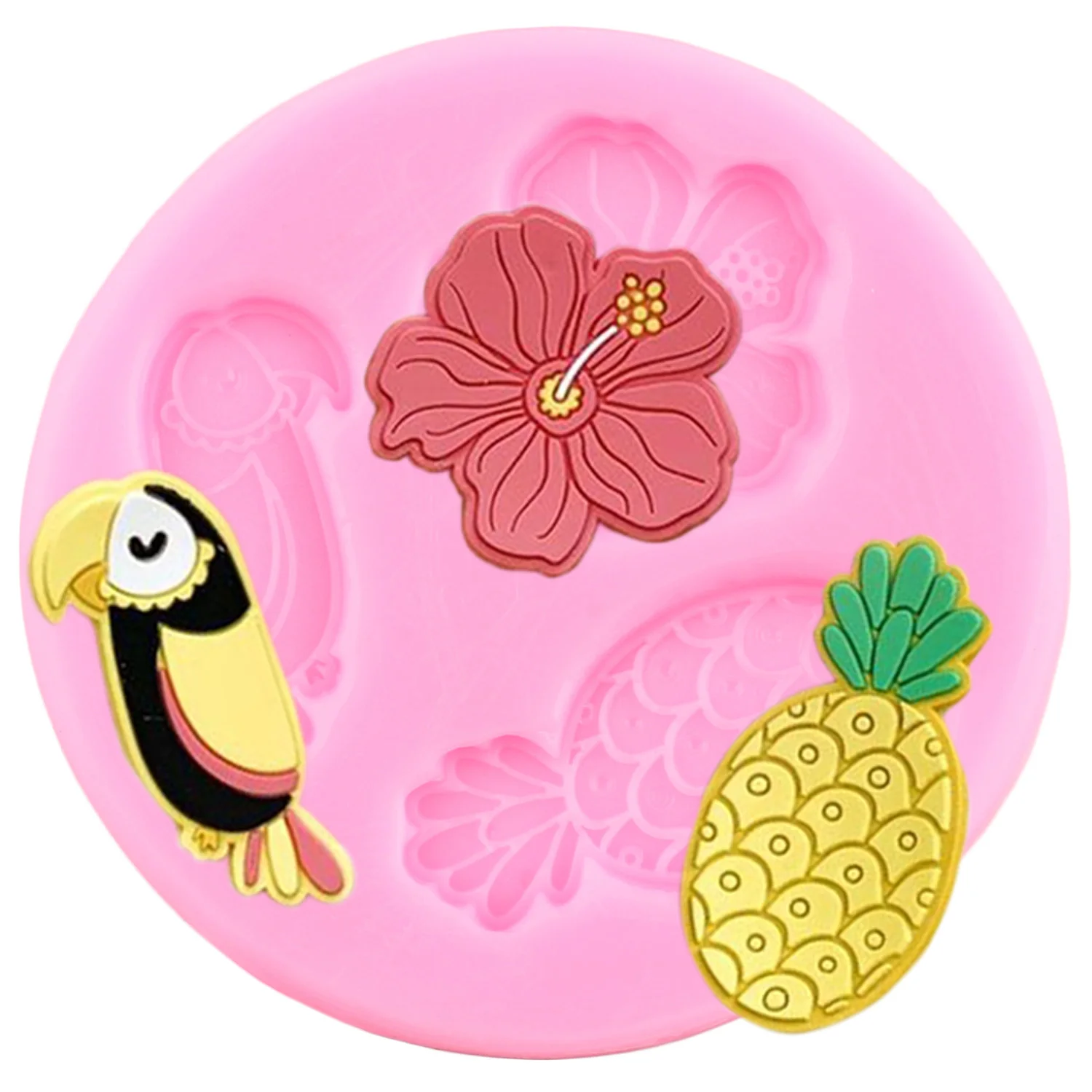 Flamingo Tropical Leaf Silicone Mold Plumeria Hibiscus Flower Fondant Molds Bird Pineapple Chocolate Molds Cake Decorating Tools