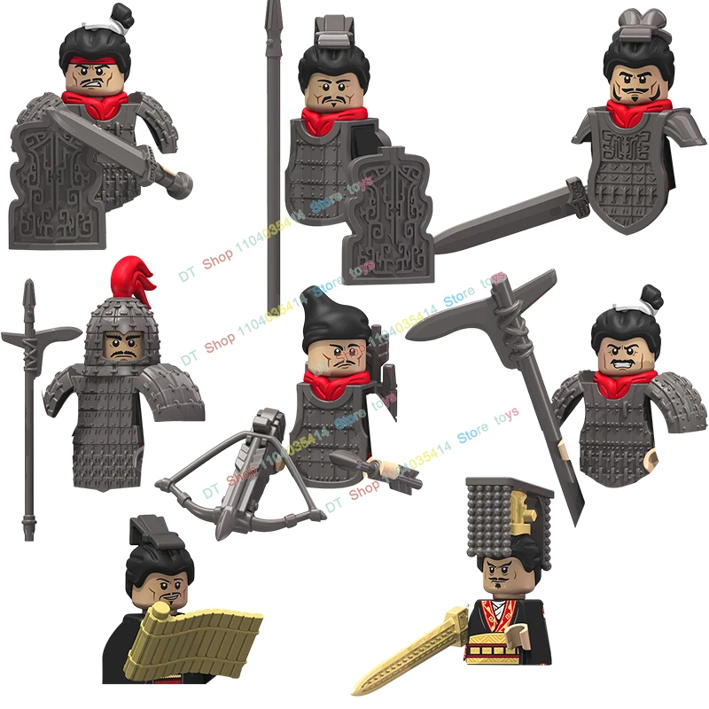 MOC Medieval Military Knights Building Blocks Castle Chinese Qing Army Soldier Figures Army Guard Sword Weapons Bricks Toy Gifts