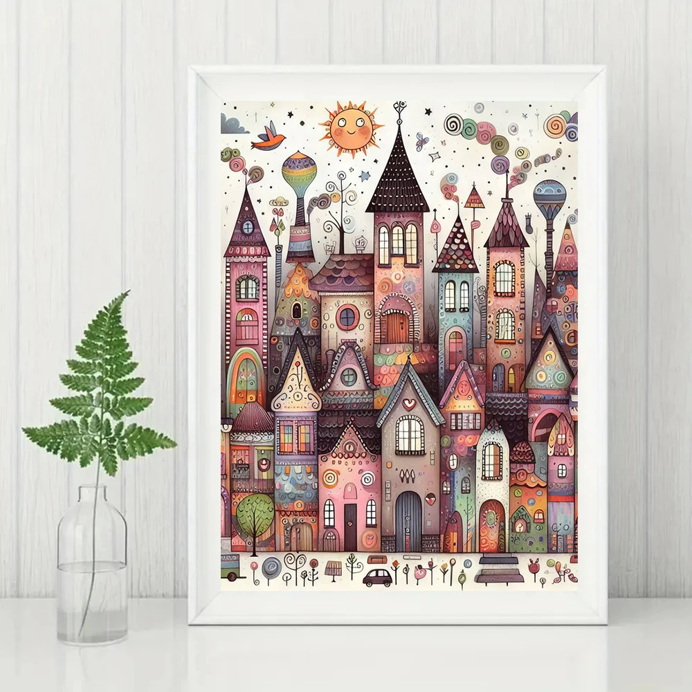 Diament DIY Fantasy City Landscape Abstract Buildings Painting Full Drills 5D Mosaic Kits Embroidery Cross Stitch Wall Decor