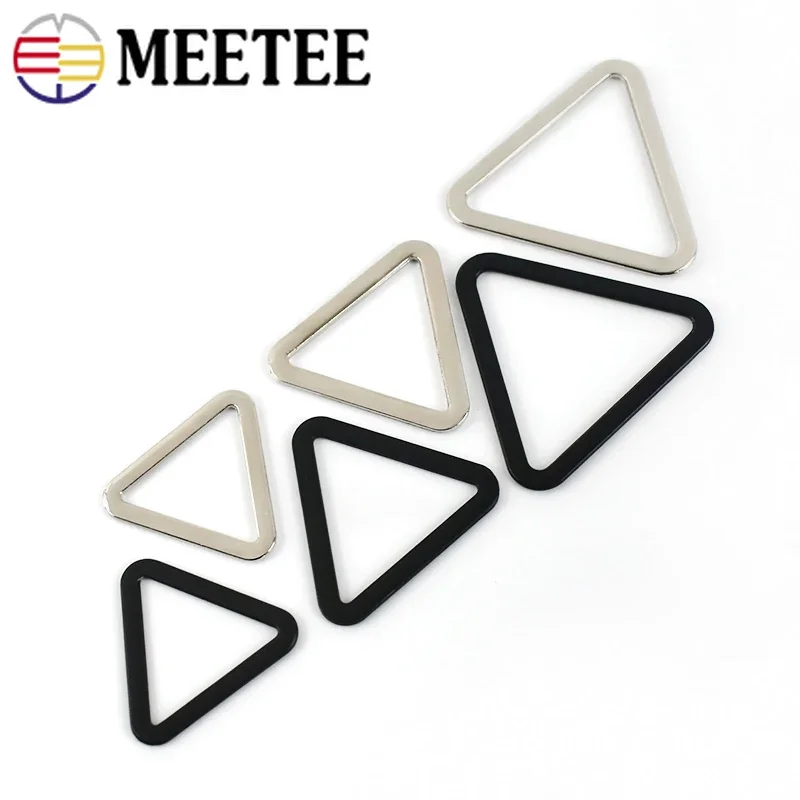 10 pz Meetee 18/25/30/40mm metallo triangolo anello fibbie fai da te indumento fatto a mano decorazione regolazione pulsante borse accessori Hardware