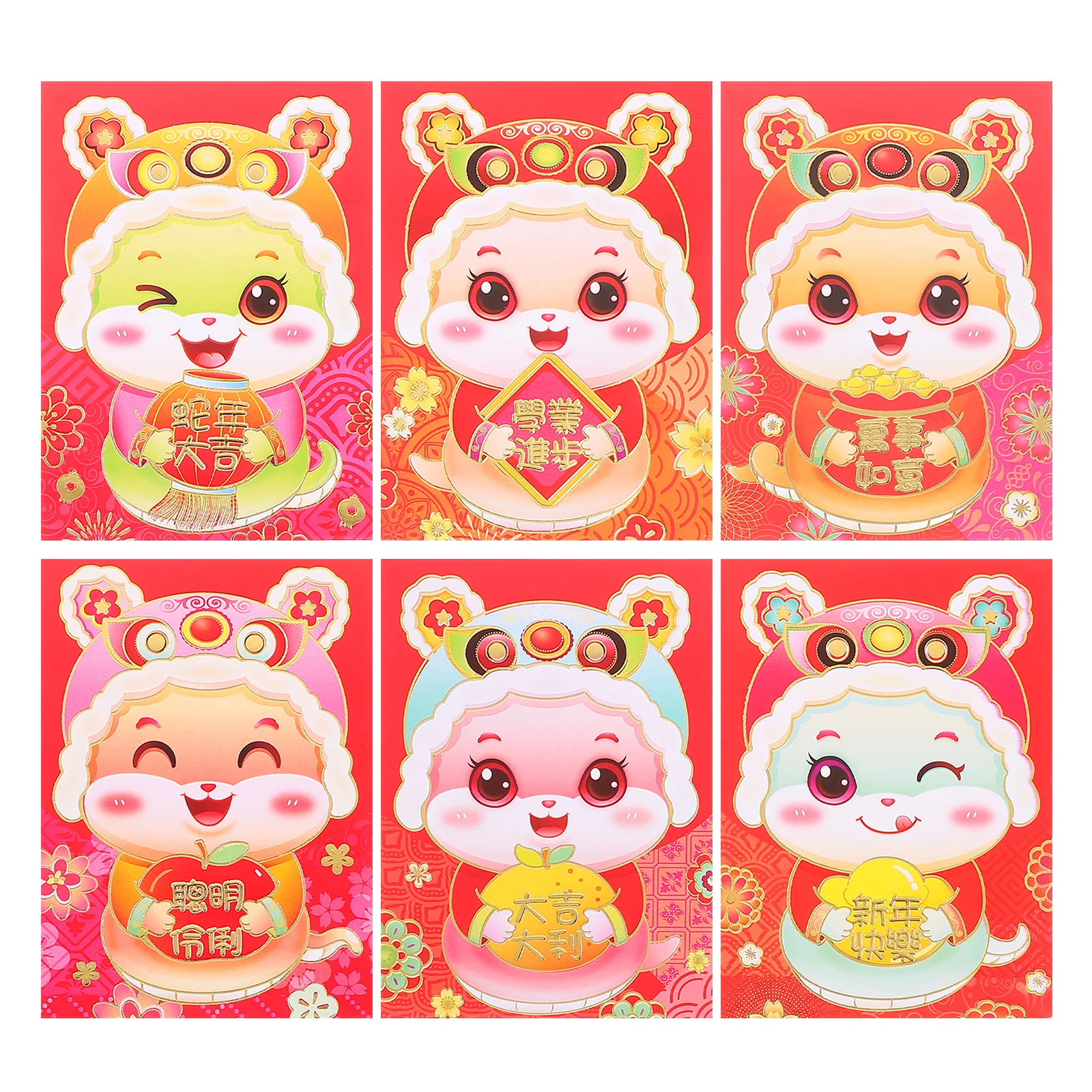 

60Pcs Chinese New Year Red Packets 2025 Snake Year Lucky Pockets Lai See Envelopes Lunar Spring Festival Wedding Birthday