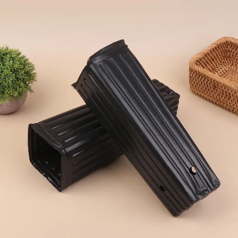 。20Pcs Plastic Deep Nursery Pots Treepots With Ventilation And Drainage Black Square Seed Starting Pots Flower Plant Containers