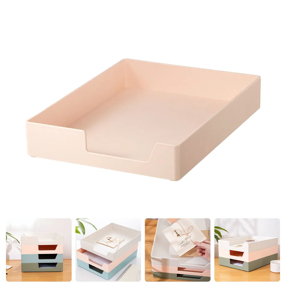 

1pc Plastic File Storage Box Pink Thickened Ps Document Organizer For Office Study Home File Case Storage Container