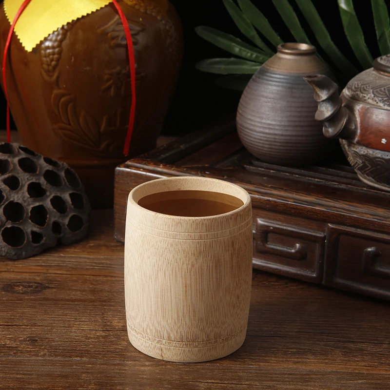 1PCS Japanische Sake Tasse Natürliche Bambus Teetassen Chinesische Holz Wasser Tasse für Tee Wein Kaffee Saft Trinken Becher Handmade – Detail 4