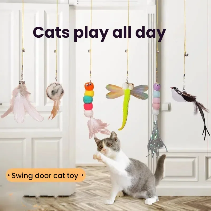 

Cat Toys for Fun and Relaxation in Autumn, Hanging with Elastic Feathers, Playing with Cat Sticks, Bells, Mice, and Cat Supplies