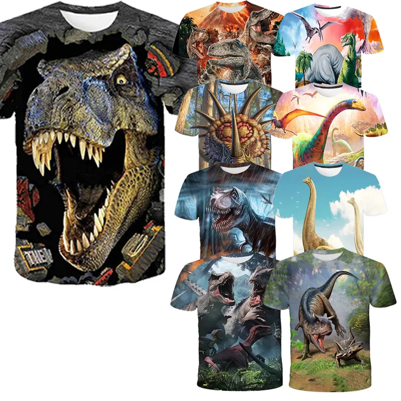 

2024 New Hot Selling 3D Printed Dinosaur Men's and Women's T-shirts, Children's Fashion T-shirts Top