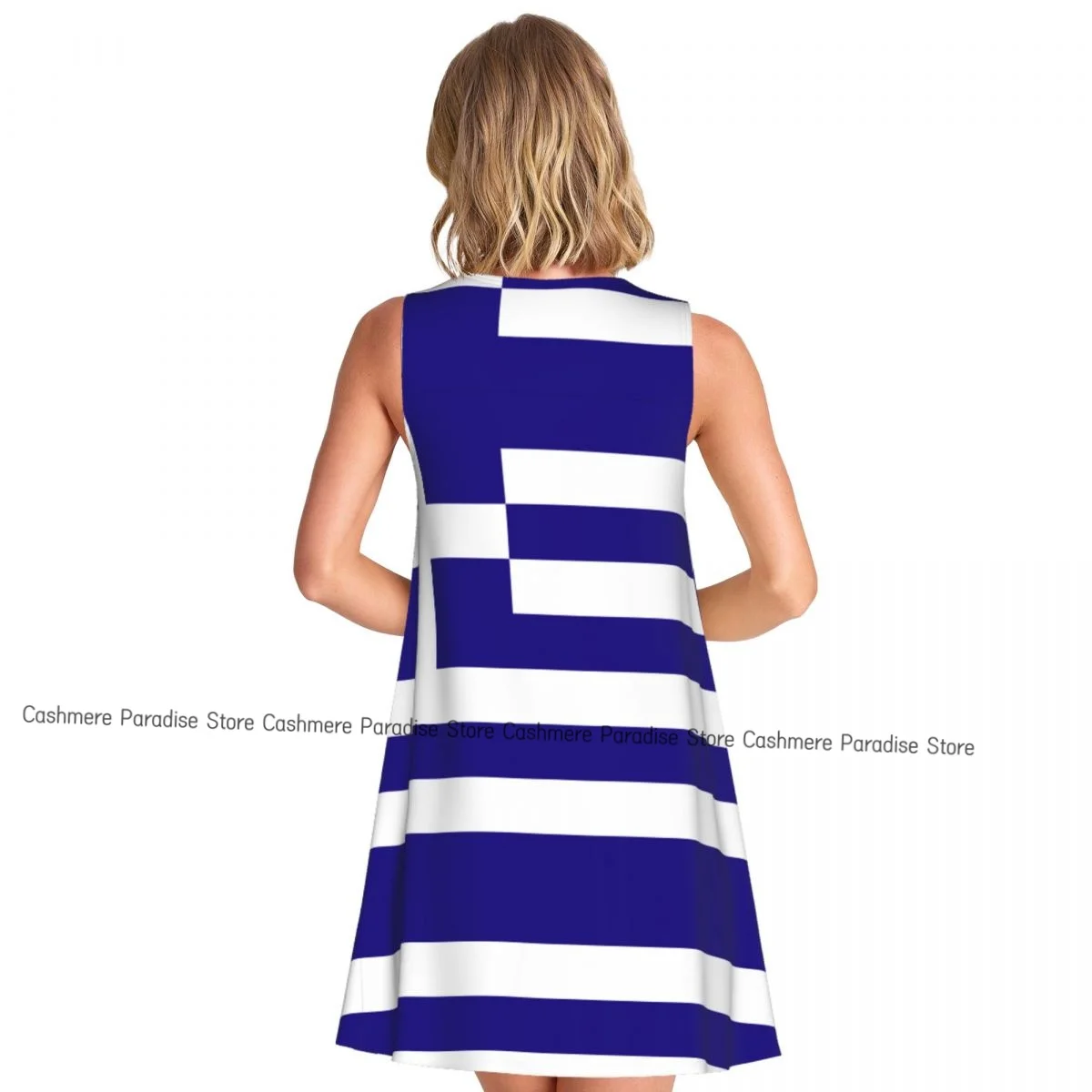 Damen Kleid Griechenland Flagge Sommer Casual T-Shirt Kleider Strand Cover Up Tank Kleid