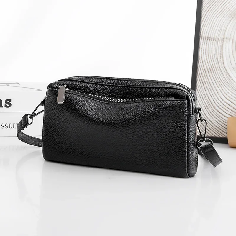 Genuine Leather Crossbody Bag for Women New Minimalist Top Layer Cowhide Small Handbag Ladies\' Fashionable Square Shoulder Bag