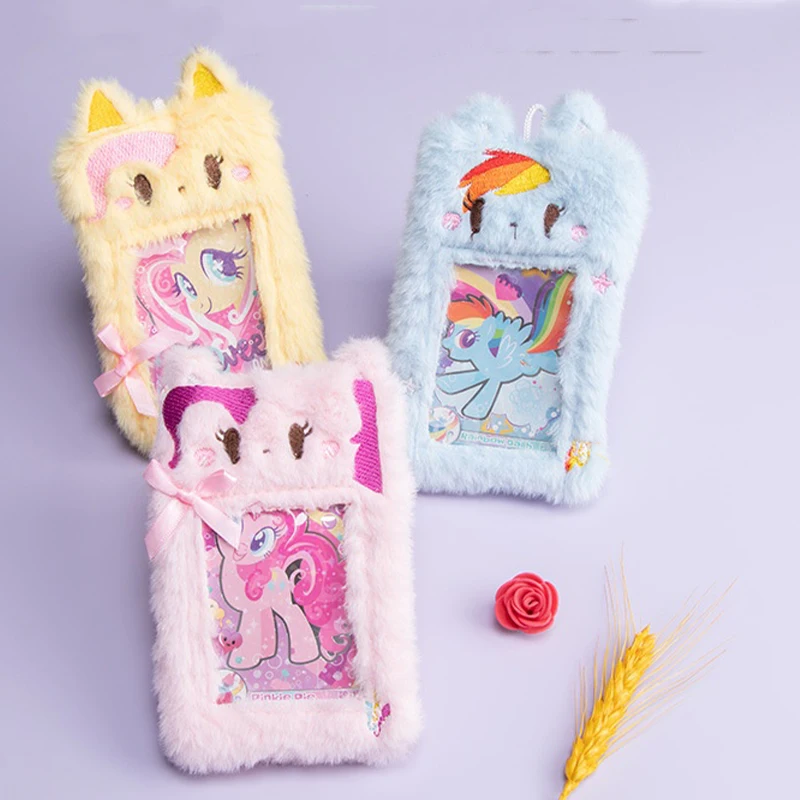 My Little Pony Plush Toys Card Anime Cartoon Cute Holder Pinkie Pie Children Plush Keychain Backpack Pendant Girl Birthday Gift