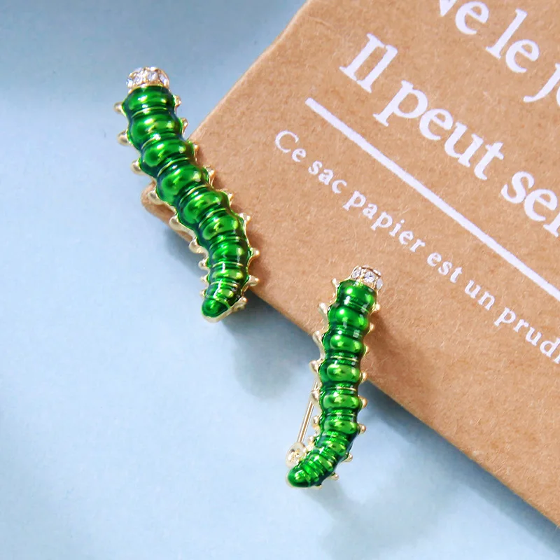 Cute Color Caterpillar Dripping Oil Brooch New Clothing Neckline Hat Pin Brooches Woman Accessories