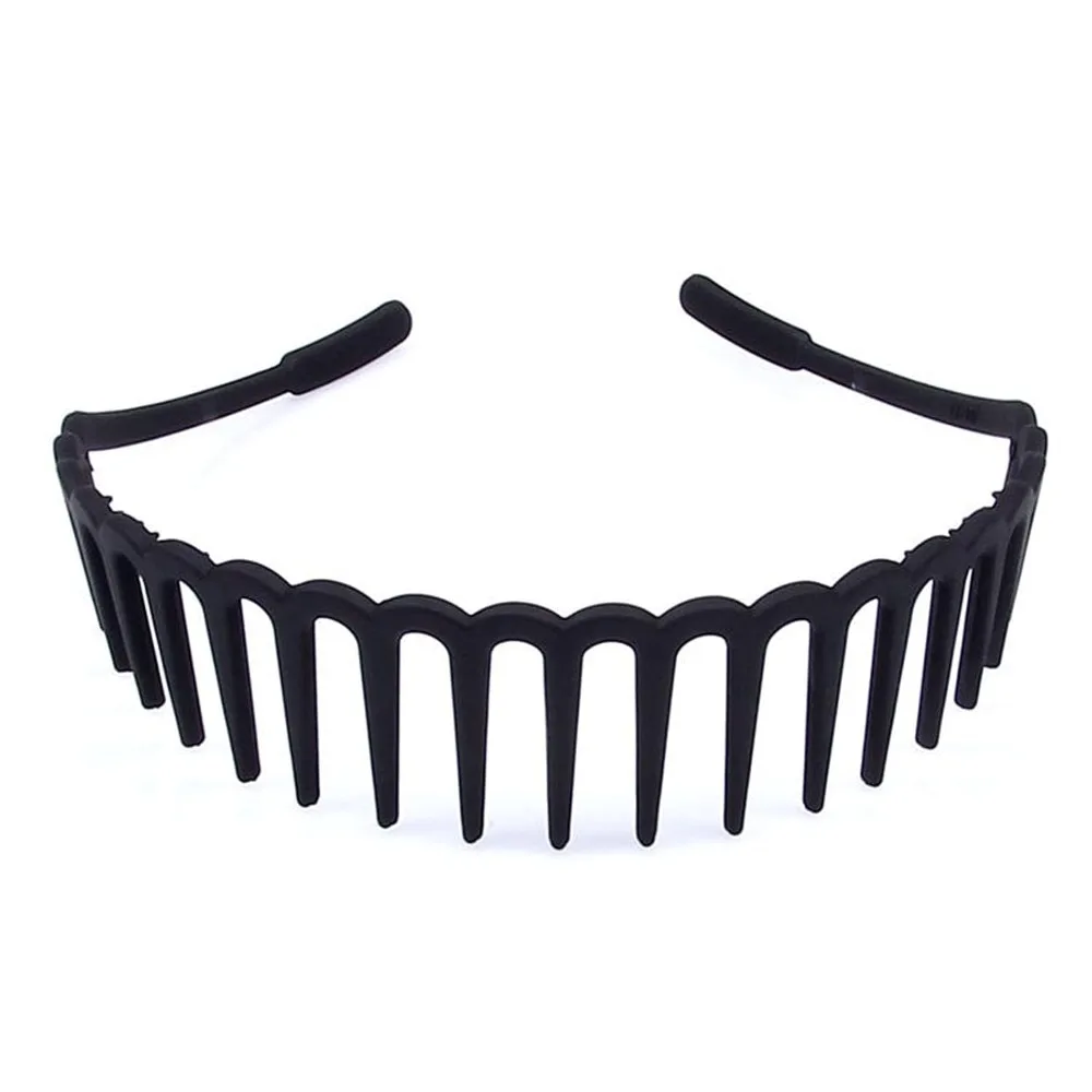 Non‑Slip Plastic Zigzag Tooth Hair Hoop, Black Comb‑Style Headband for Women Men Daily Hair Accessory