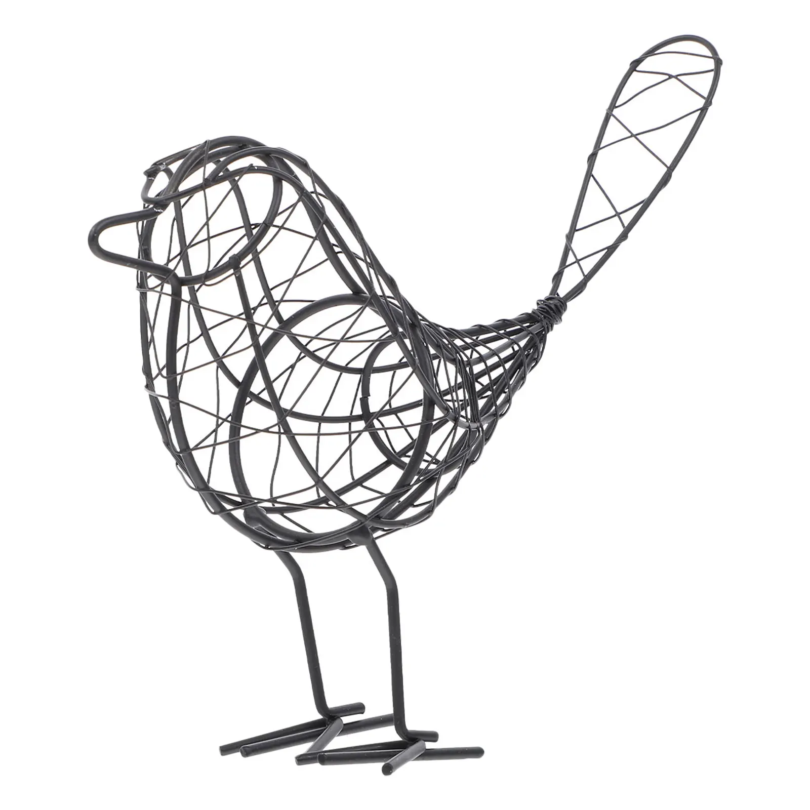 

20X23Cm Iron Wire Bird Ornament Wrought Iron Craft For Home Office Garden Decor Black Small Creative Decoration