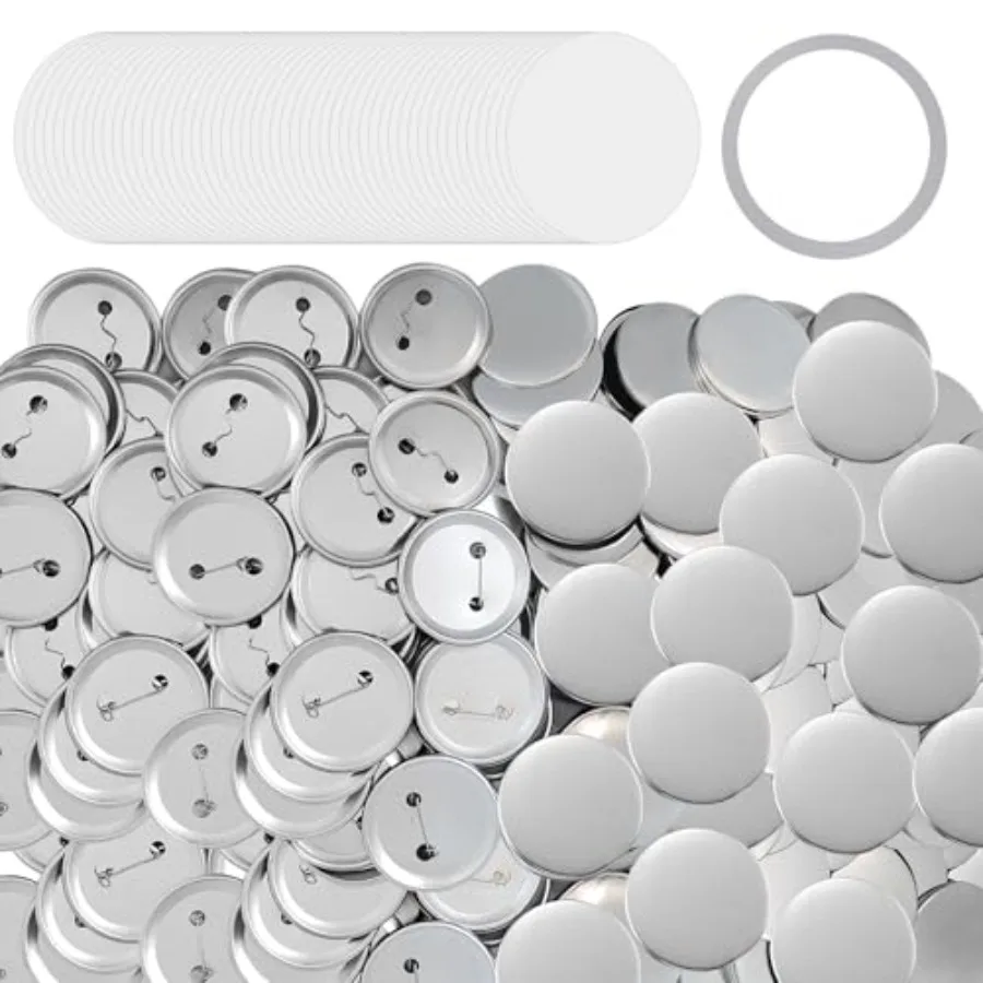 

300 Sets 32mm/1.25" Button Maker Supplies Complete DIY Supplies for Custom Buttons and Badges Metal Covers Metal Backsand Clear