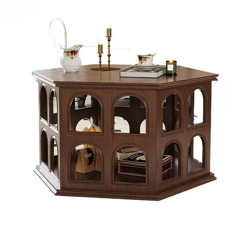 solid wood coffee table sofa side cabinet arch bedside low table