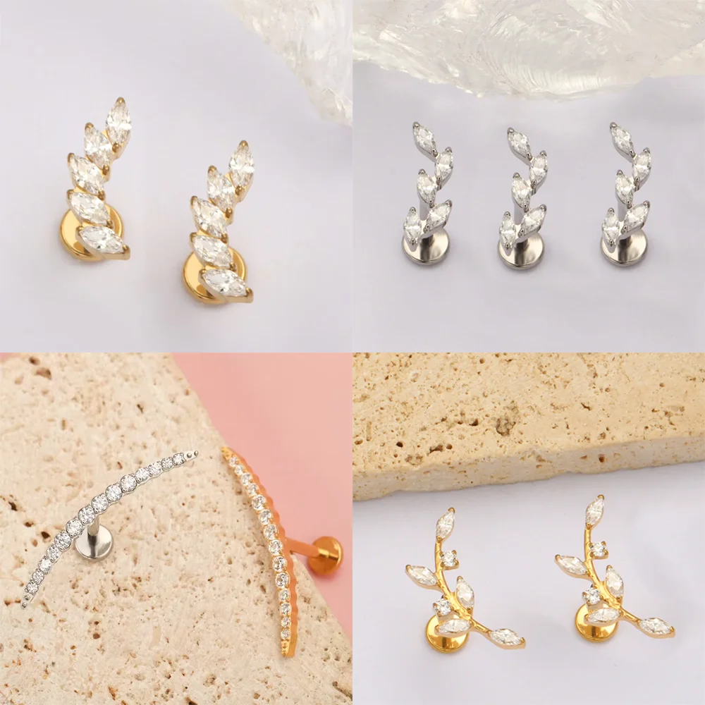 ASTM F136 Ohrknorpel-Ohrstecker aus Titanlegierung, Implantatqualität, Zirkonia, modischer und sexy Unisex-Lippen-Ohrstecker, Körperpiercing-Schmuck – Detail 6