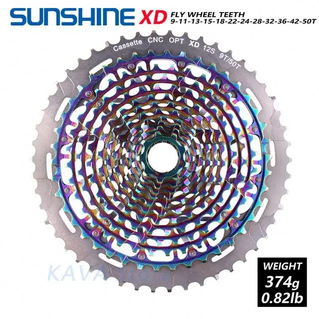 SUNSHINE Mountain Bike 12speed 9-50T XD Ultralight Cassette Flywheel Black/rainbow Steel Ultra Light 12 Speed Cassette