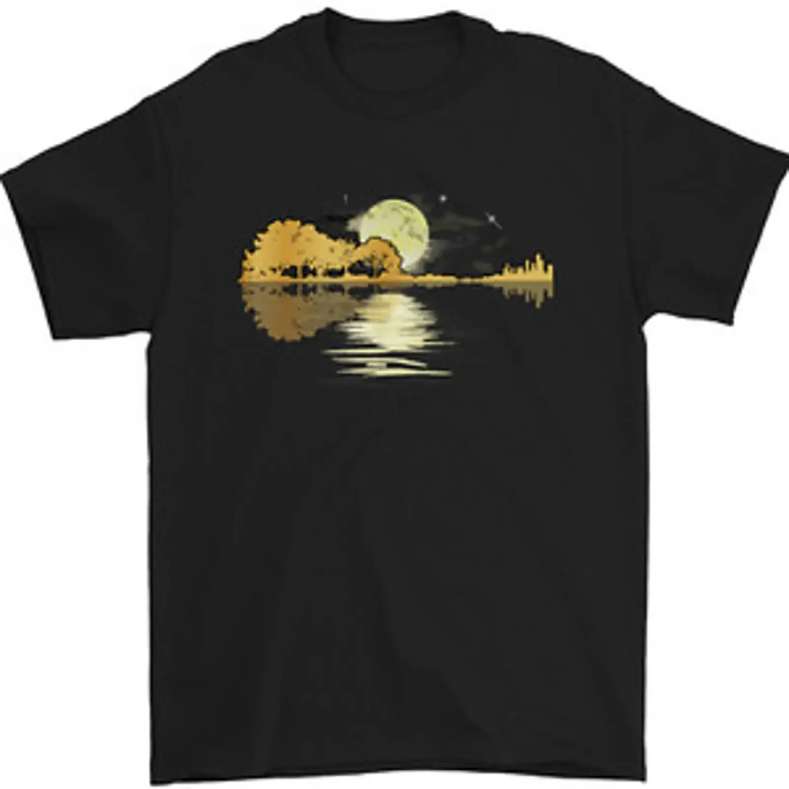 Guitar Reflection Guitarist Bass Acoustic Mens T Shirt 100 Cotton vintage Washed Stretched Comfortable Versatile fashion