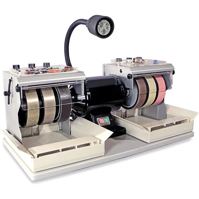 Cabbing Machine Lapidary Equipment - Gem Stone Grinder Jewelry Rock Polisher - Includes Diamond Wheels, LED Lamp