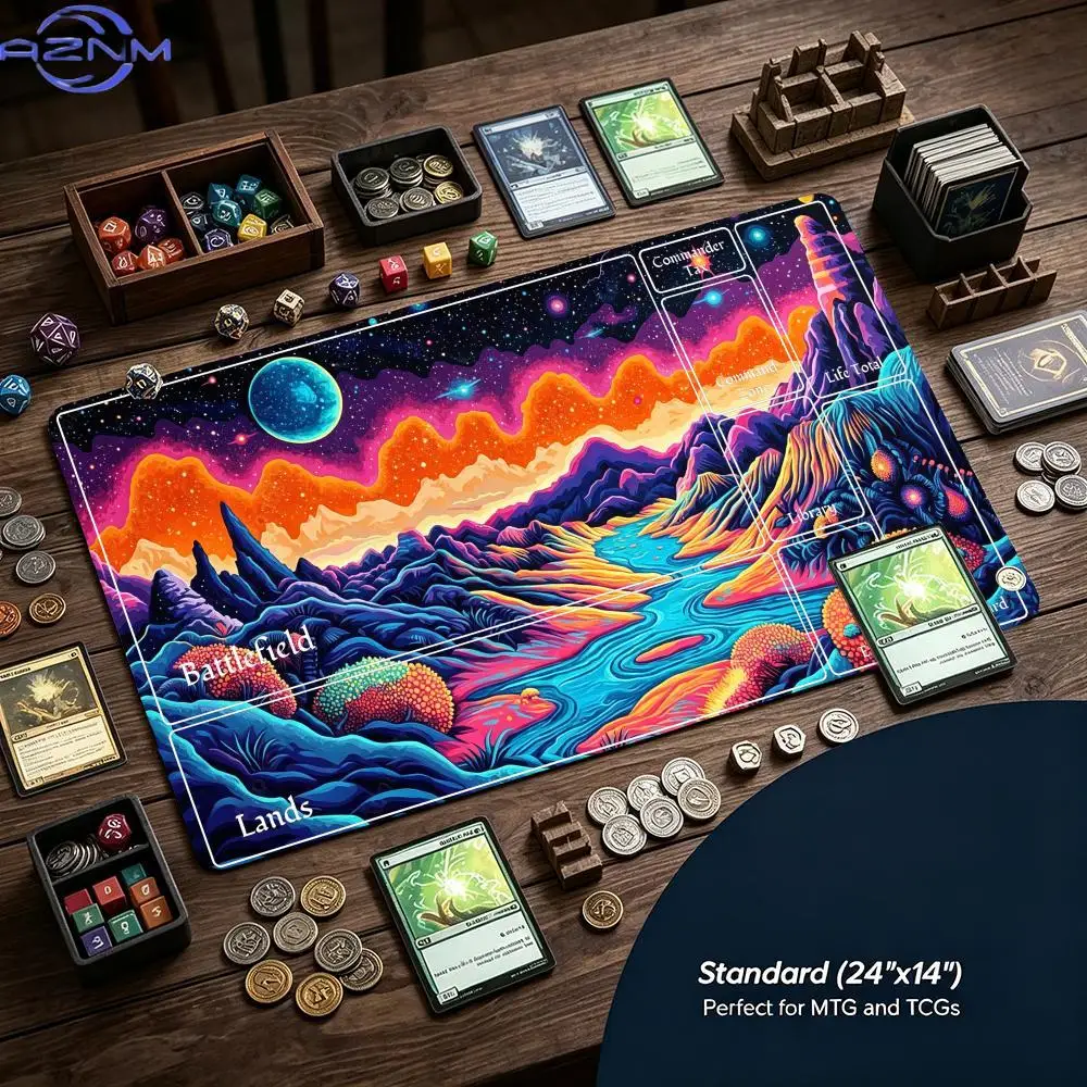 Psychedelic Cosmic Mountain Starry Sky Mouse Pad Playmat TCG Office Desk Mat for Work Game PC Laptop Rug MousePad