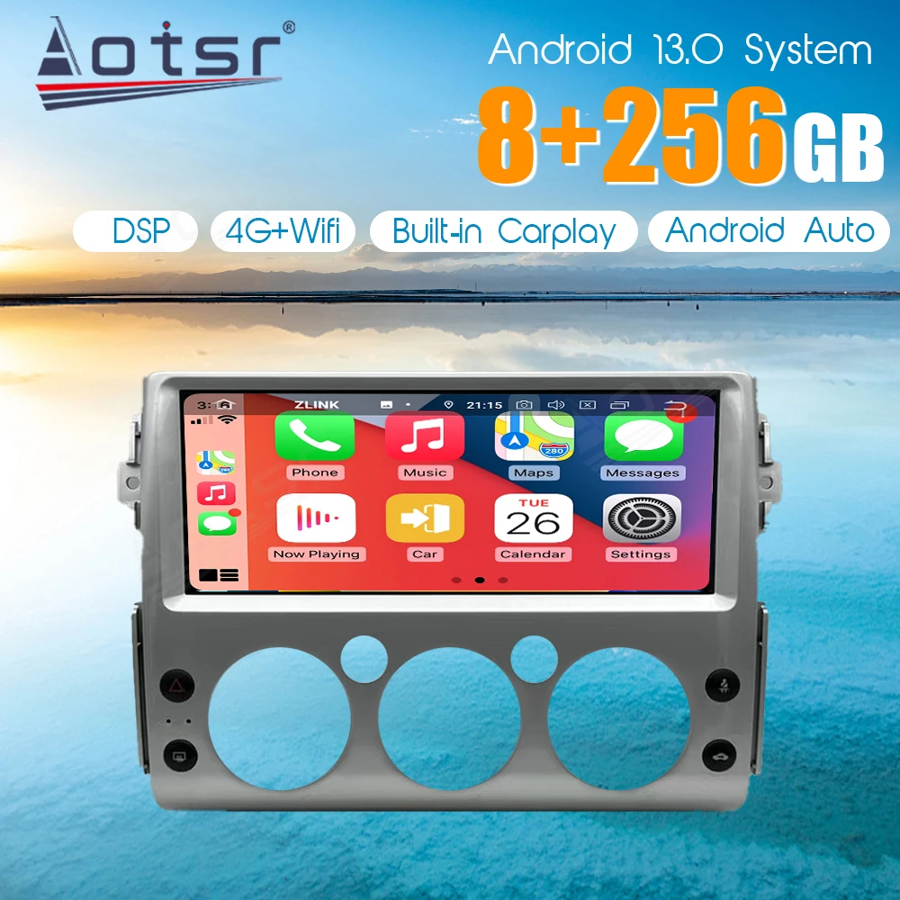 12,3 ''Android 13 para Toyota FJ Cruiser 08-15 pantalla táctil de navegación para coche Apple Carplay Radio de coche DSP BT reproductor Multimedia JBL