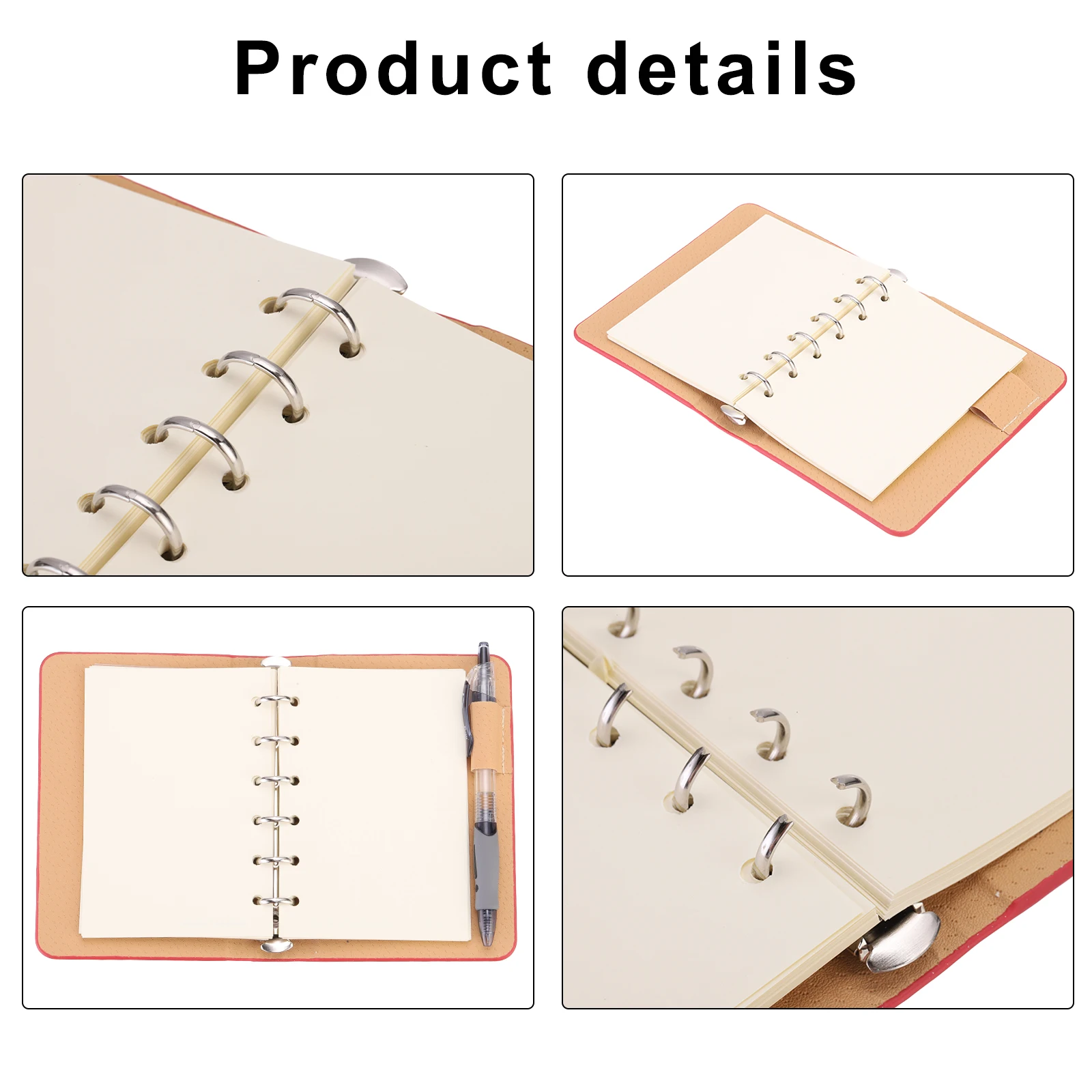 1/2Pack A7 Leather Notebook Binder 6 Ring Binder Cover Mini Refillable Loose Leaf Diary Personal Planner with 50/100Sheets Paper