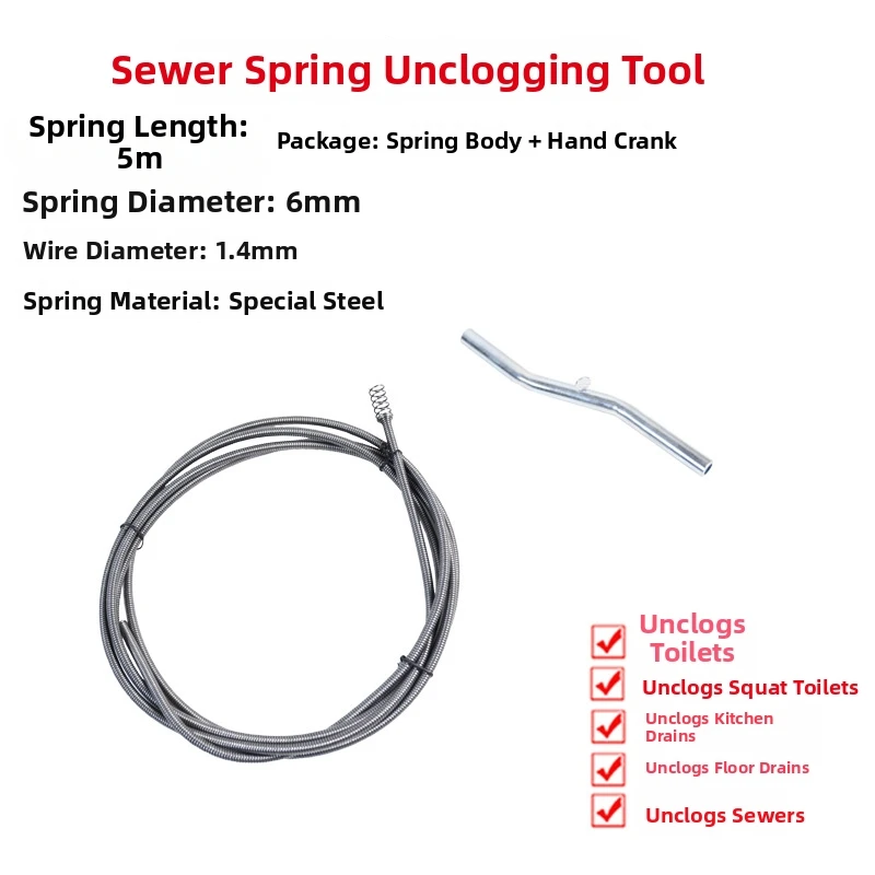 Multi-use Drain Cleaning Tool Drain Cleaner Clog Remover Drain Snake Pipe-friendly Tip Steel Wire Olive Head Tip