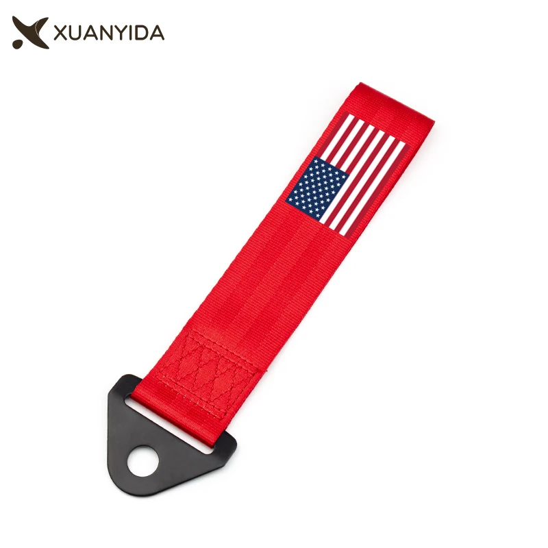 Race Car Tow Strap National Flag Symbol Print Tow Hook Strap High-Strength Towing For Cars Bumper Trailer Straps Towing Ropes