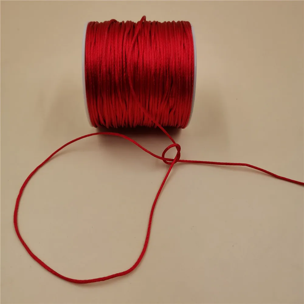 1mm 50meters roll Red Rope Satin Rattail Polyester Nylon Cords String Chinese Knot Cord DIY Bracelet Jewelry Making Supplies