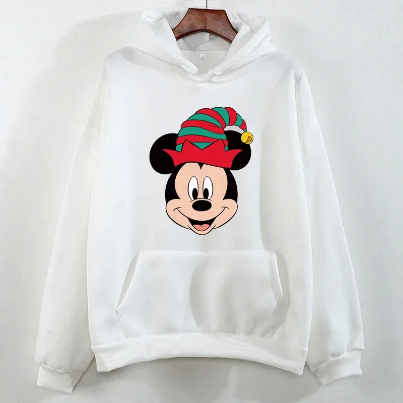 Merry Christmas Minnie Mouse Printed Hoodies Cartoon Clothes Harajuku Women Hoodie Casual Round Neck Pullover Sweatshirts Tops