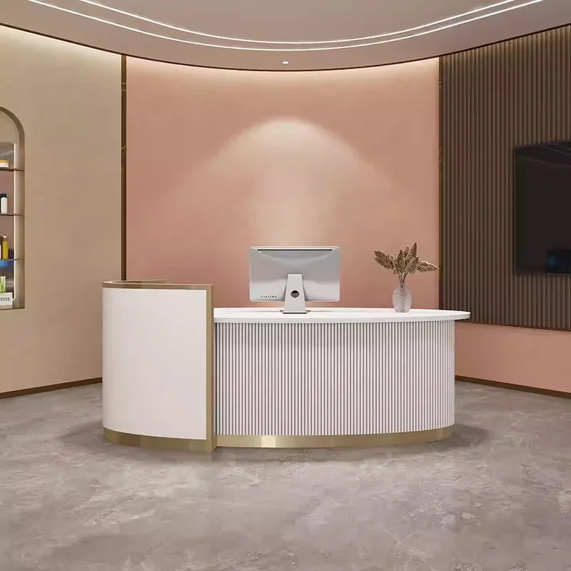 

Drawer Welcome Reception Desks Bar Simple Curved Salon White Reception Desks Small Nail Comptoire Accueil Commercial Furniture