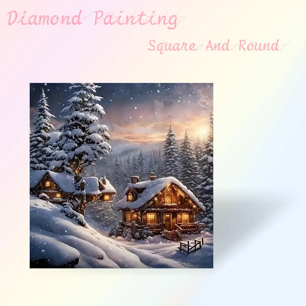 Winter-Diamantgemälde, komplett, quadratisch, rund, Diamant-Mosaik, Landschaft, Bastelset, handgefertigtes Geschenk