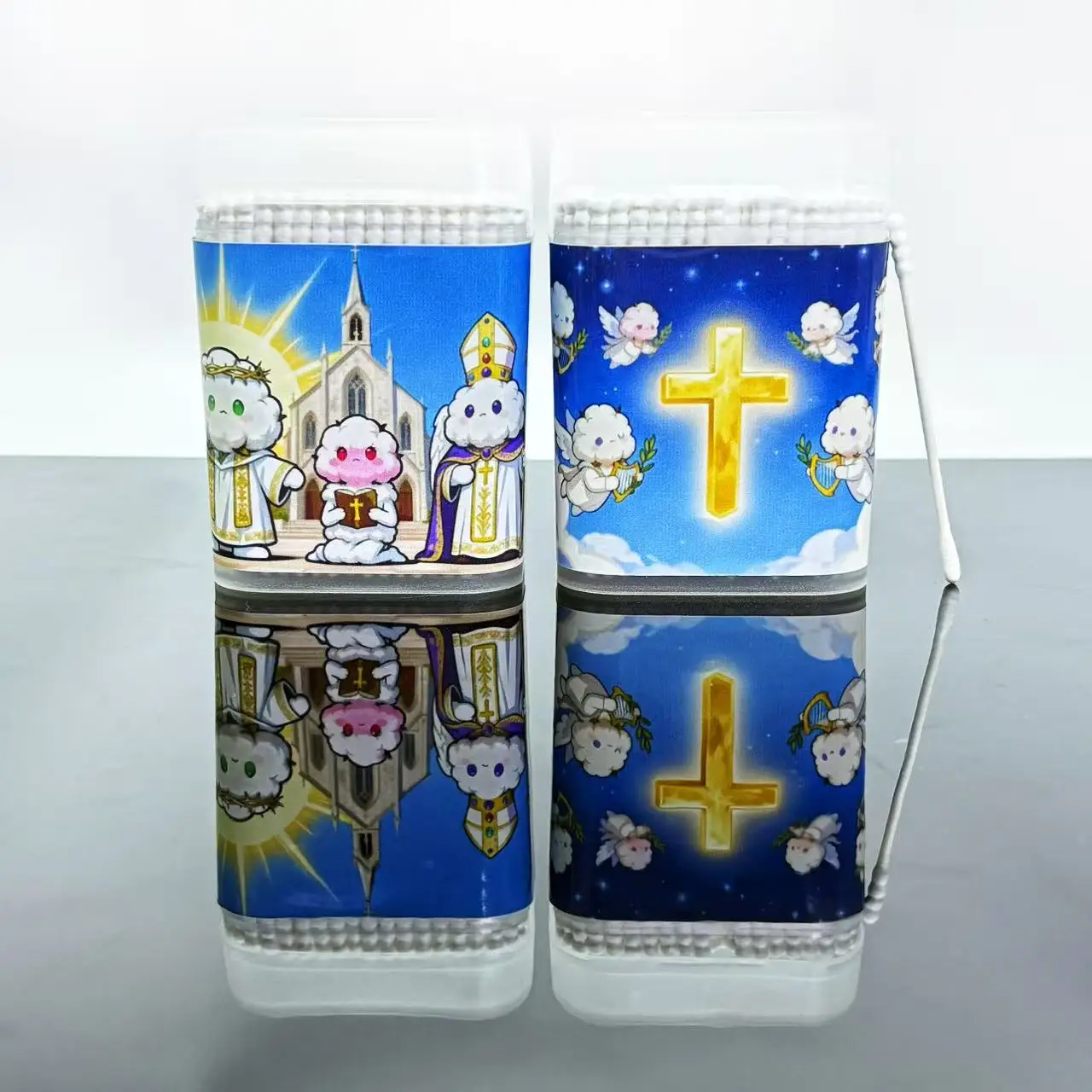 400개 종교 테마 양면 흰색 면봉 창의적인 나선형 및 십자가 요소 포함