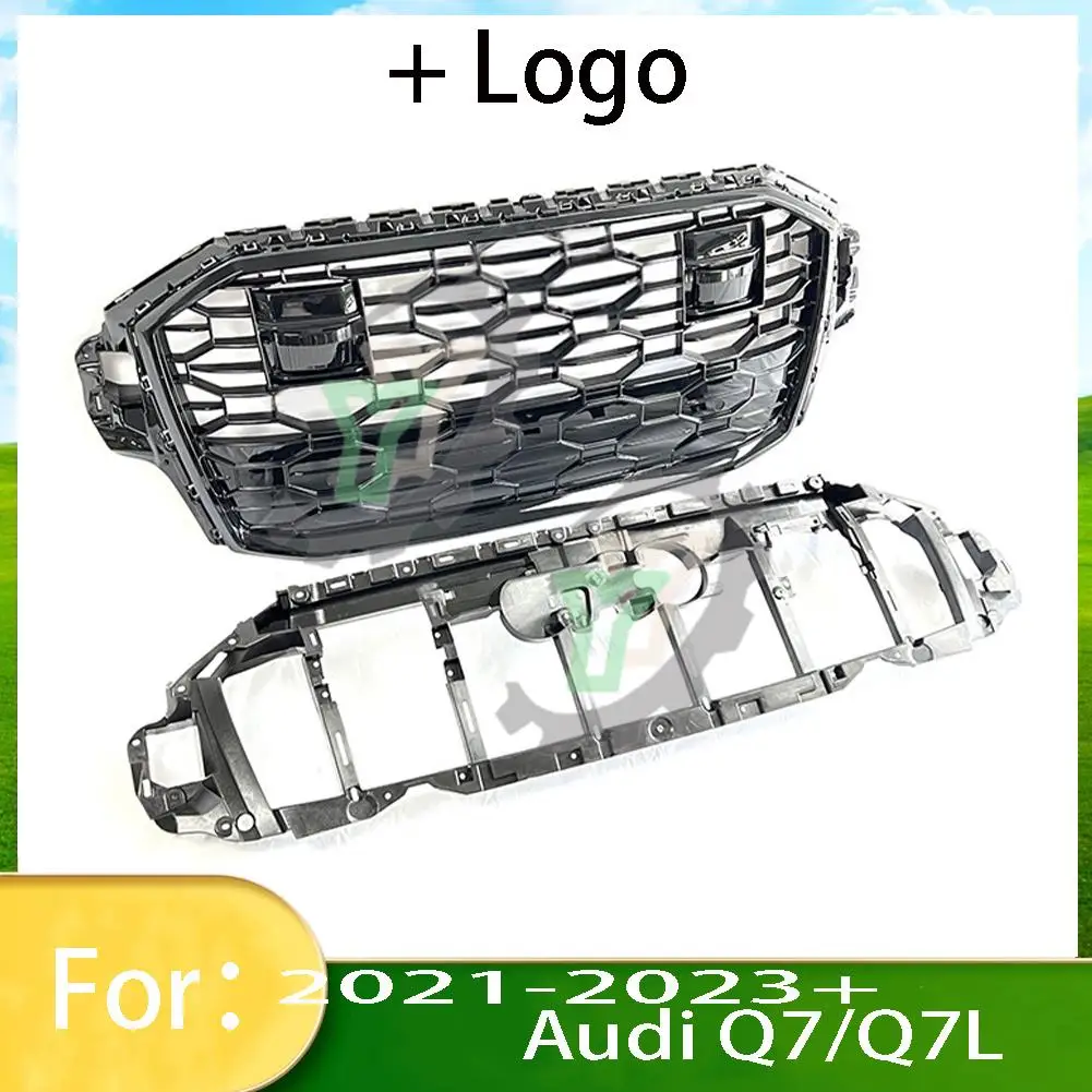 For Audi Q7/Q7L 2021 2022 2023 Car Front Bumper Grille Centre Panel Styling Upper Grill (Modify For RSQ7 style)