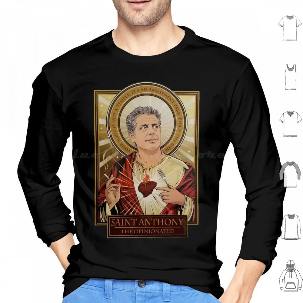 Vintage Anthony Bourdain _ S Parts Unknown Saint Hoodies Long Sleeve Anthony Bourdain Bourdain Chef Anthony Food Anthony