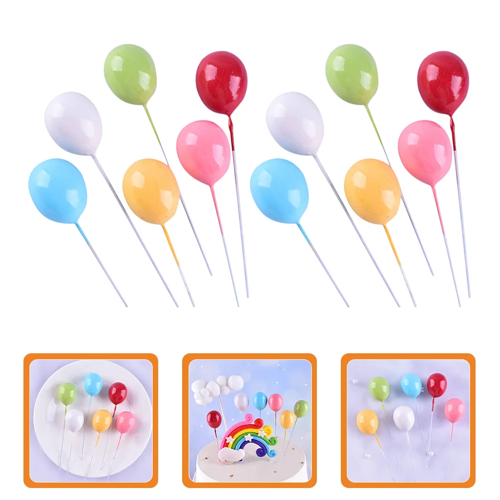 12 Pcs Balloon Cake Insert Decorating Supplies for Beginners Dessert Toppers Cupcake Hat Baking DIY Decors Foam Accessories