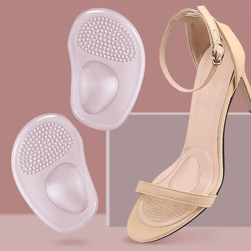 Almohadillas de gel de silicona para la parte delantera del pie, con puntos antideslizantes, cojín metatarsiano, absorción de impactos, almohadillas reutilizables para el pie, ideales para zapatos de tacón alto, sandalias y zapatos de punta abierta.